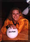 Jamie in her volleyball uniform during her sophomore year - click for larger view