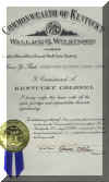 Kentucky Colonel Certificate - Click for a larger view